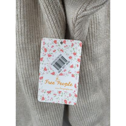 Free People OVERSIZED slouchy Turtleneck Tunic Sweater Oatmeal Heather NEW Small