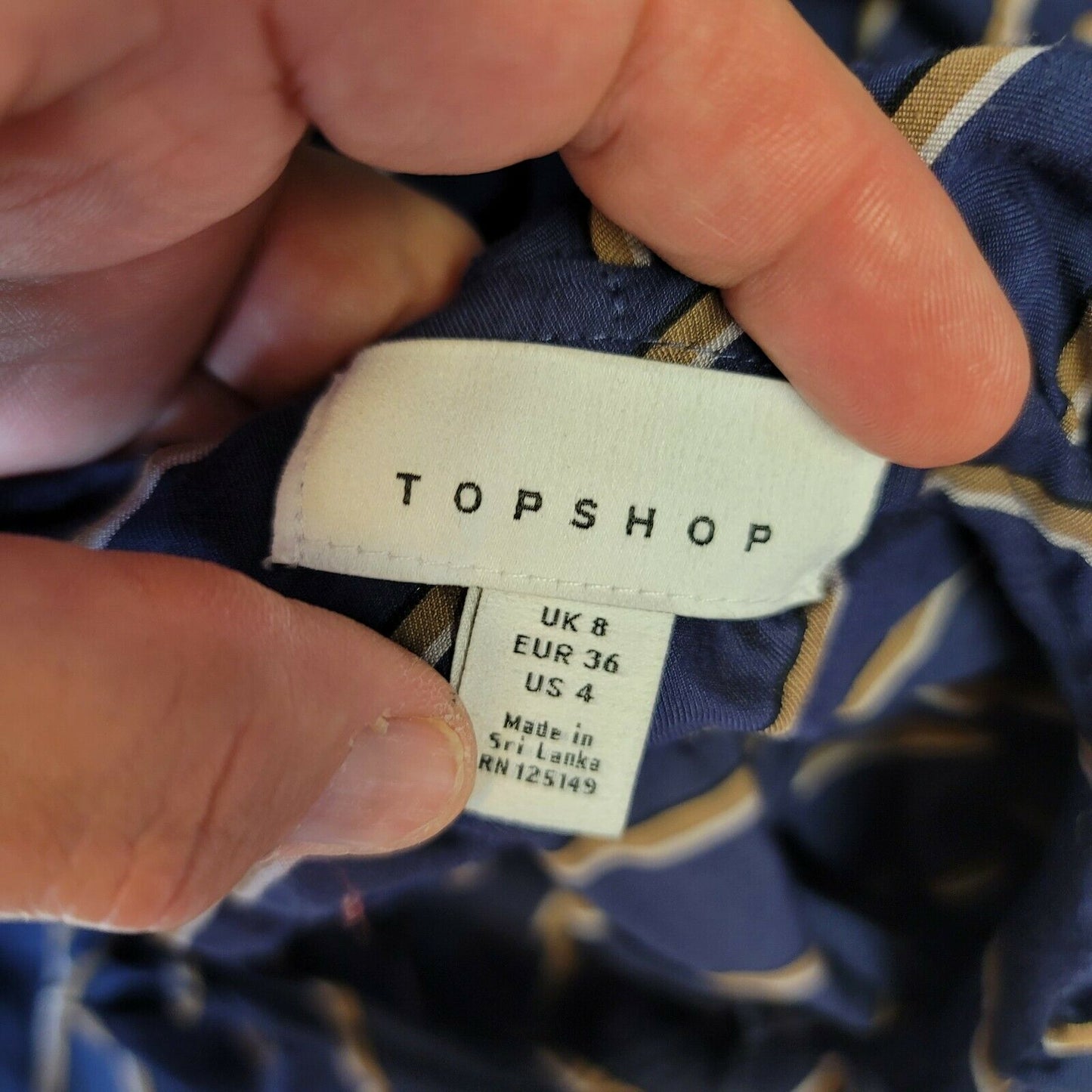 Topshop One Shoulder Striped Belted A-Line Midi Dress Blue/Brown Size 4