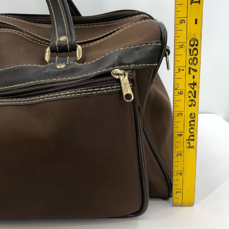 Verdi International VINTAGE Travel Tote top handle duffle Gym bag Carry on Brown
