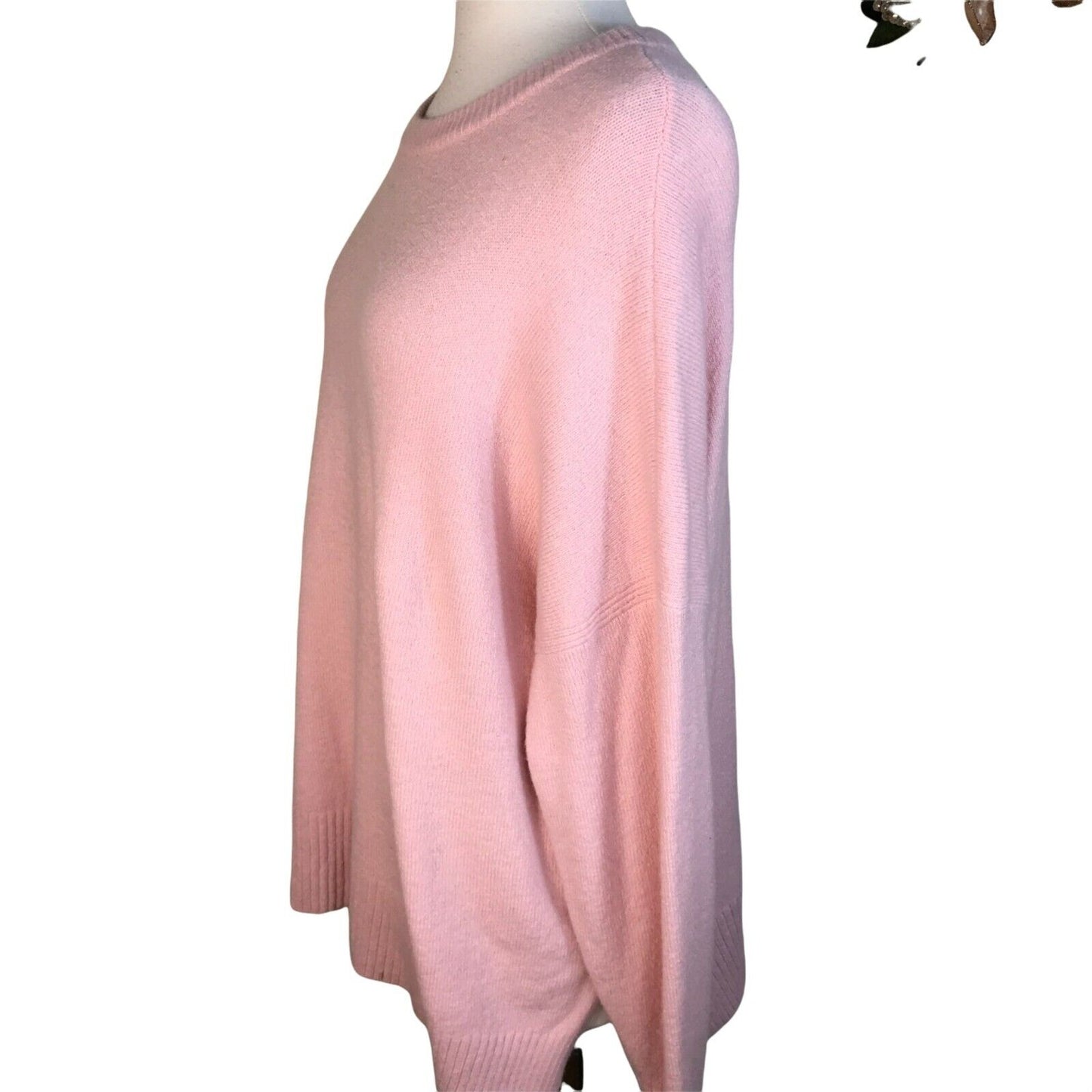 Treasure & Bond Cozy Crew Neck Sweater Ribbed Trim Sz XXS/2XS in Pink Silver NWT