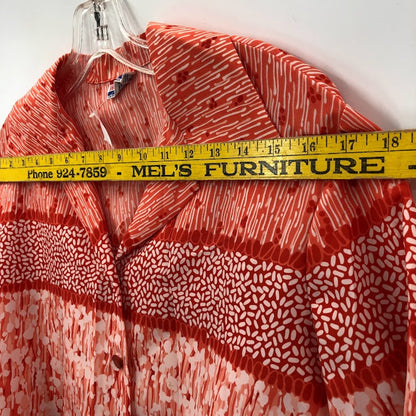 Pykettes vintage Blouse red buttonup Large Long Sleeve side slit LIGHTweight
