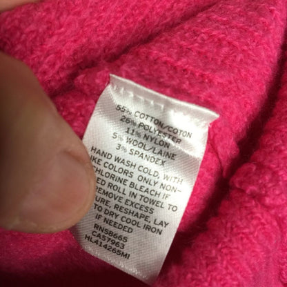Chelsea 28 Pullover Sweater Long Sleeves Ribbed Trim Crew Neck Pink Large