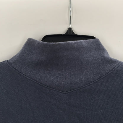 Madewell Slate Blue Raw Edge hem Sz Small Long Sleeve Low Turtle Neck Sweatshirt