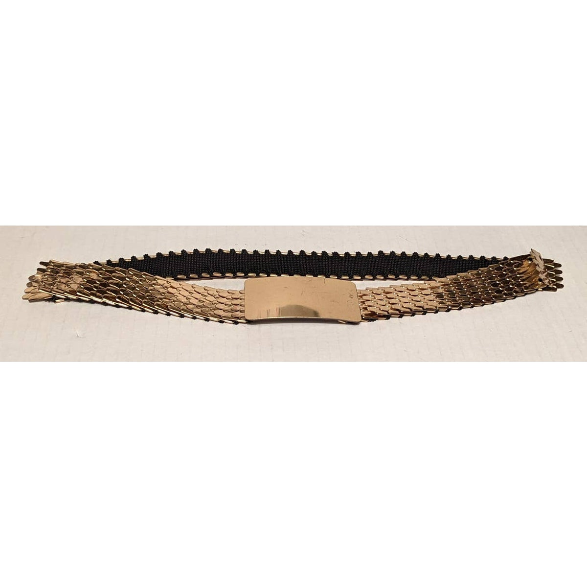 Vintage Metal Scale Light GoldTone Stretchy Belt Max 49" Length Accessory S/M
