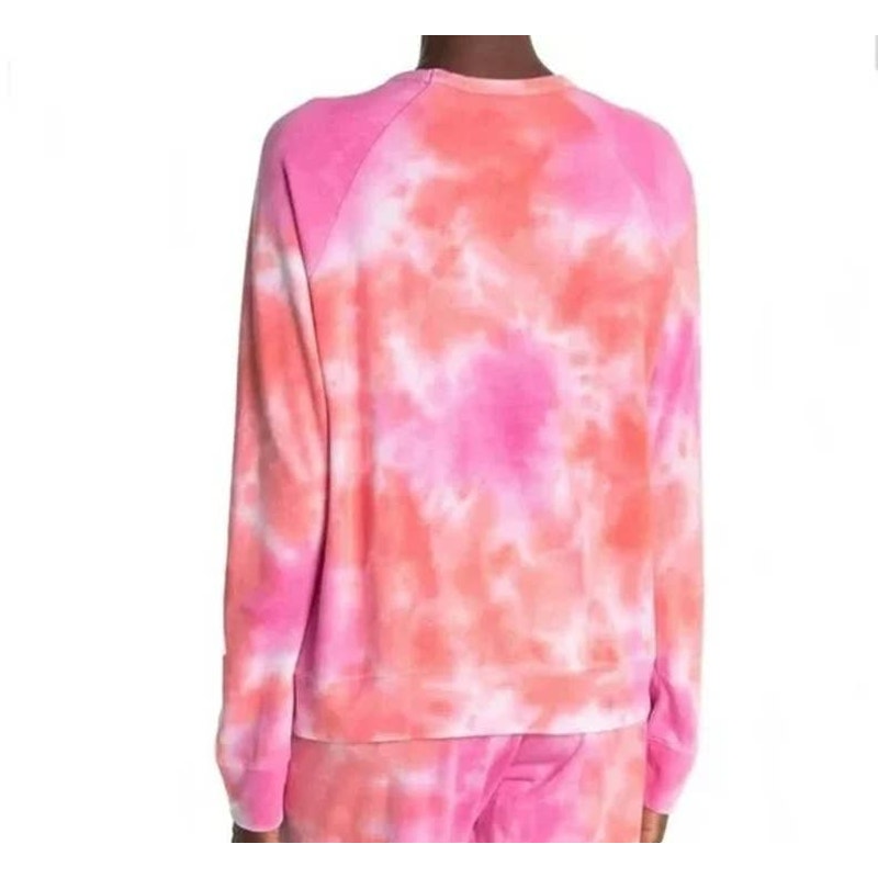Sundry Womens Sweatshirt Size 3/Large Pink Apricot Tie Dye NEW Raglan Scoop Neck