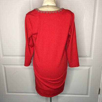 Peter Nygard NEW Womens Red Beaded 3/4 Sleeve Top Size Medium