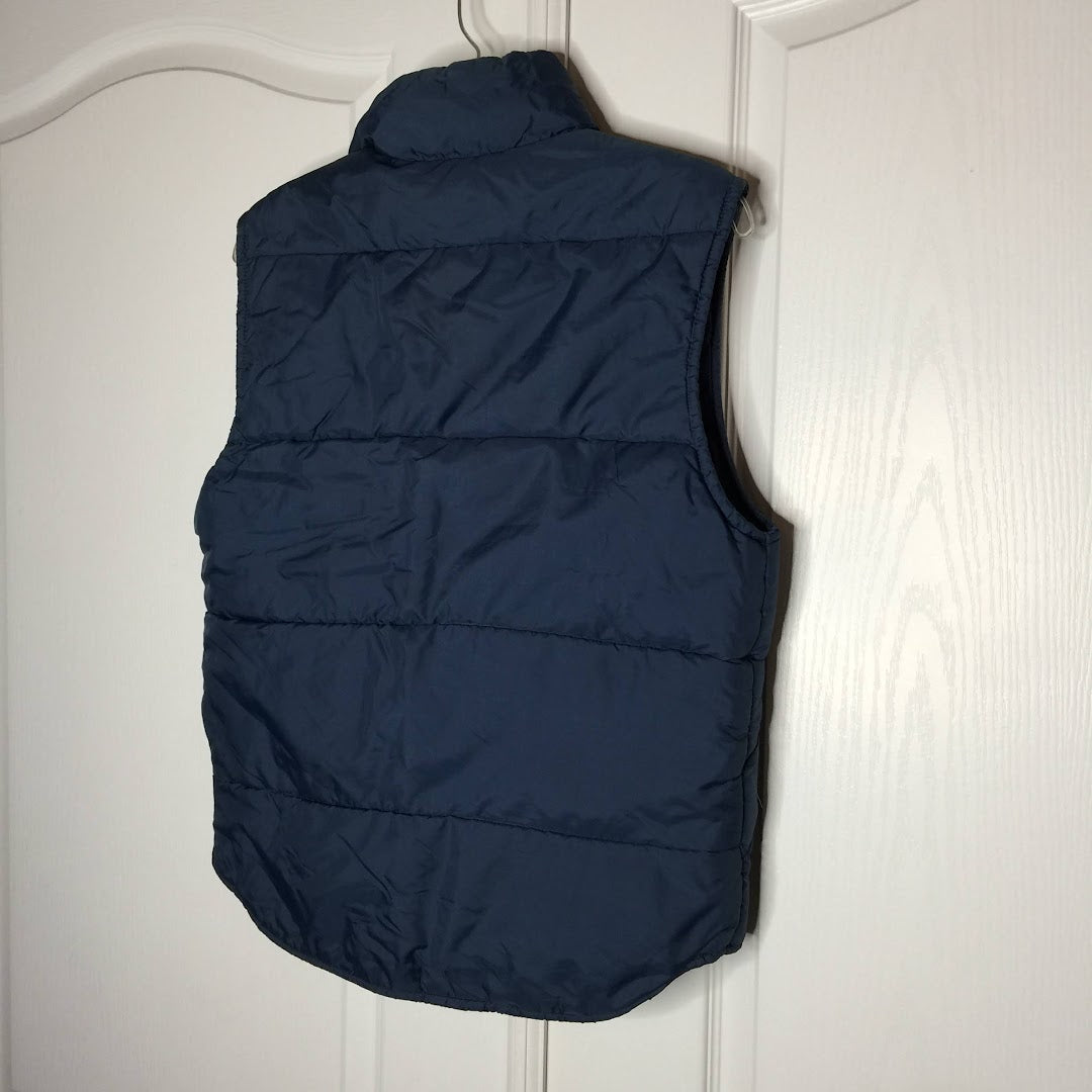 JC Penney Blue Vintage Puffer Vest Pockets Puffer Small Snap Front sleeveless