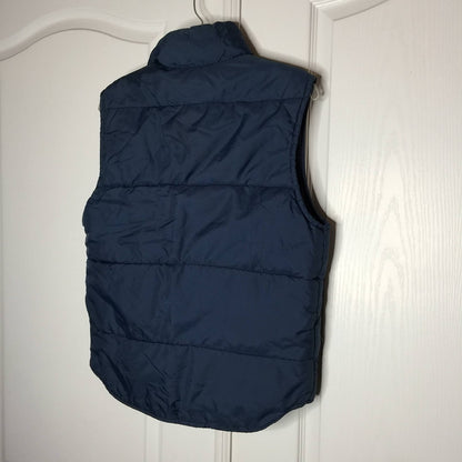 JC Penney Blue Vintage Puffer Vest Pockets Puffer Small Snap Front sleeveless