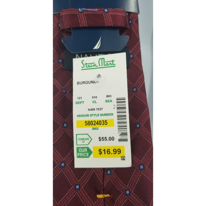 Nautica Garnet with Blue Accents Mens Vintage Neck Tie 60" NWT