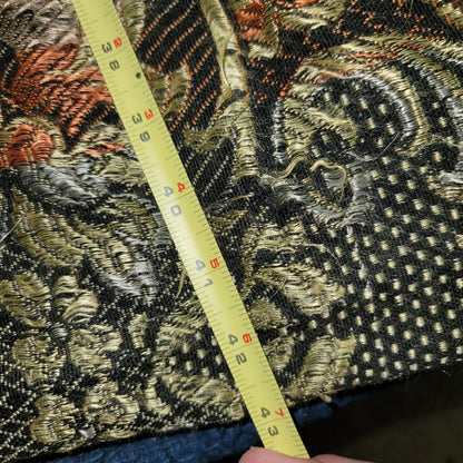 Metallic copper black throw fringe BOHO damaged coverlet crafting artwork teddie