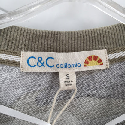 C&C California Womens Crew Neck Sweatshirt Long Sleeve Camo Green Size Small NWT