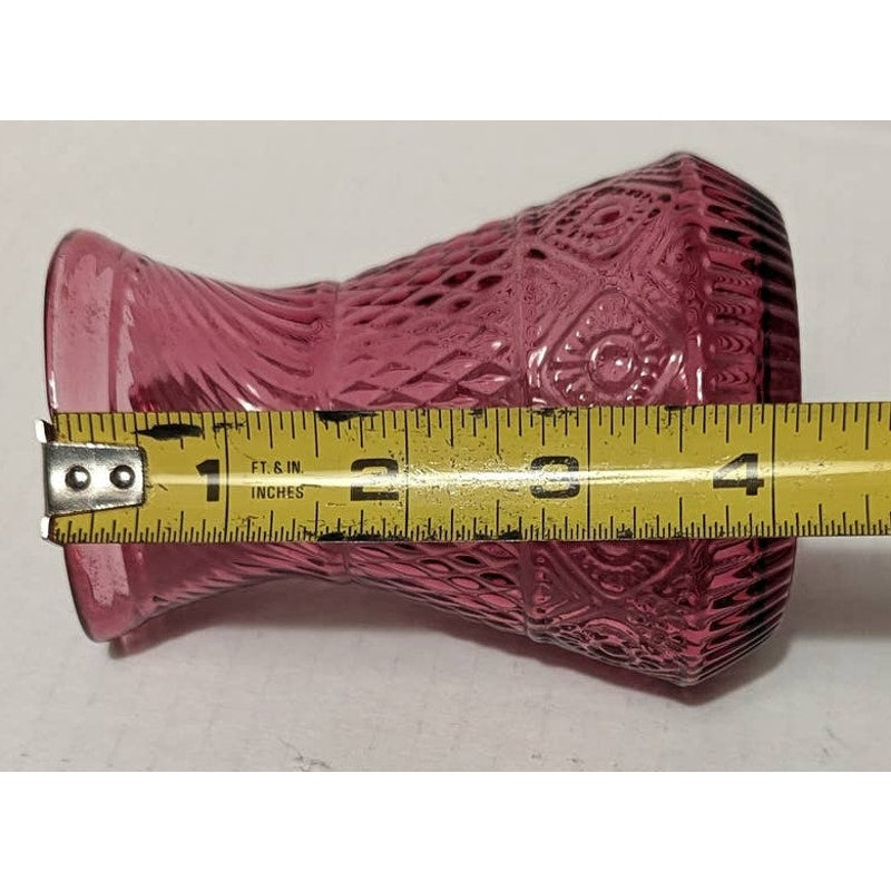 Vintage Pilgrim Cranberry Pressed Pattern Glass Miniature Pitcher Creamer Pink