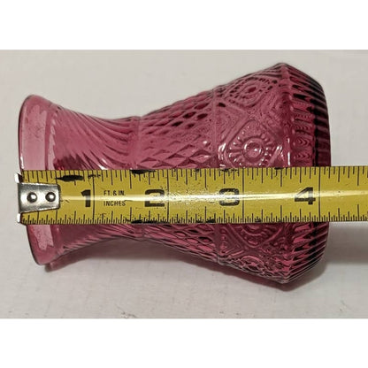 Vintage Pilgrim Cranberry Pressed Pattern Glass Miniature Pitcher Creamer Pink