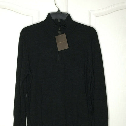 Thomas Dean Pullover Sweater 1/4 Zip Long Sleeves Stand-Up Collar Black Small