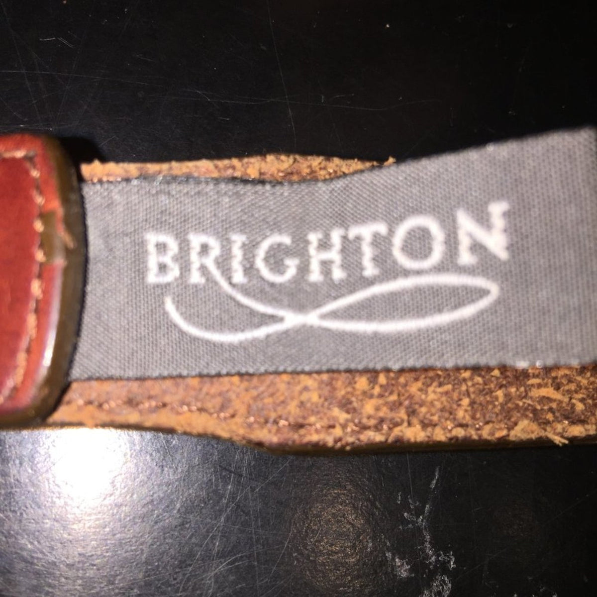 Brighton Leather Basket weave Belt Silver Buckle chestnut cherry