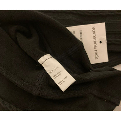 Nordstrom 2 Pair Girls Black Tights - Size 12-14 Black NWT One Cable One Plain