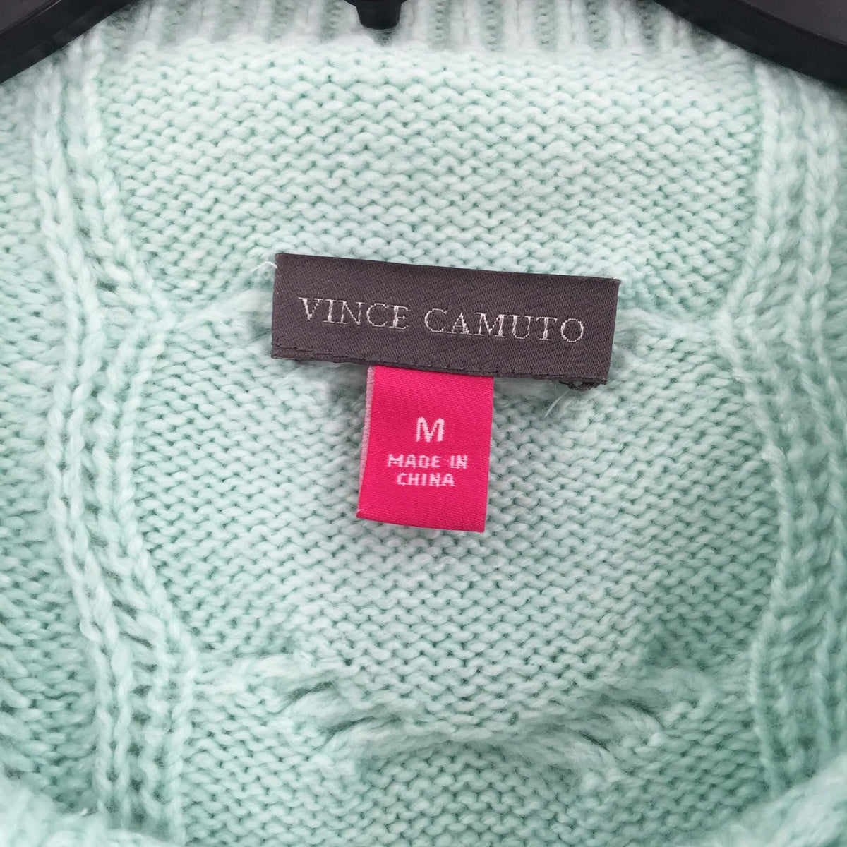 Vince Camuto Pullover Sweater 3/4 Sleeve Mock Neck Mint Green Solid Size Medium