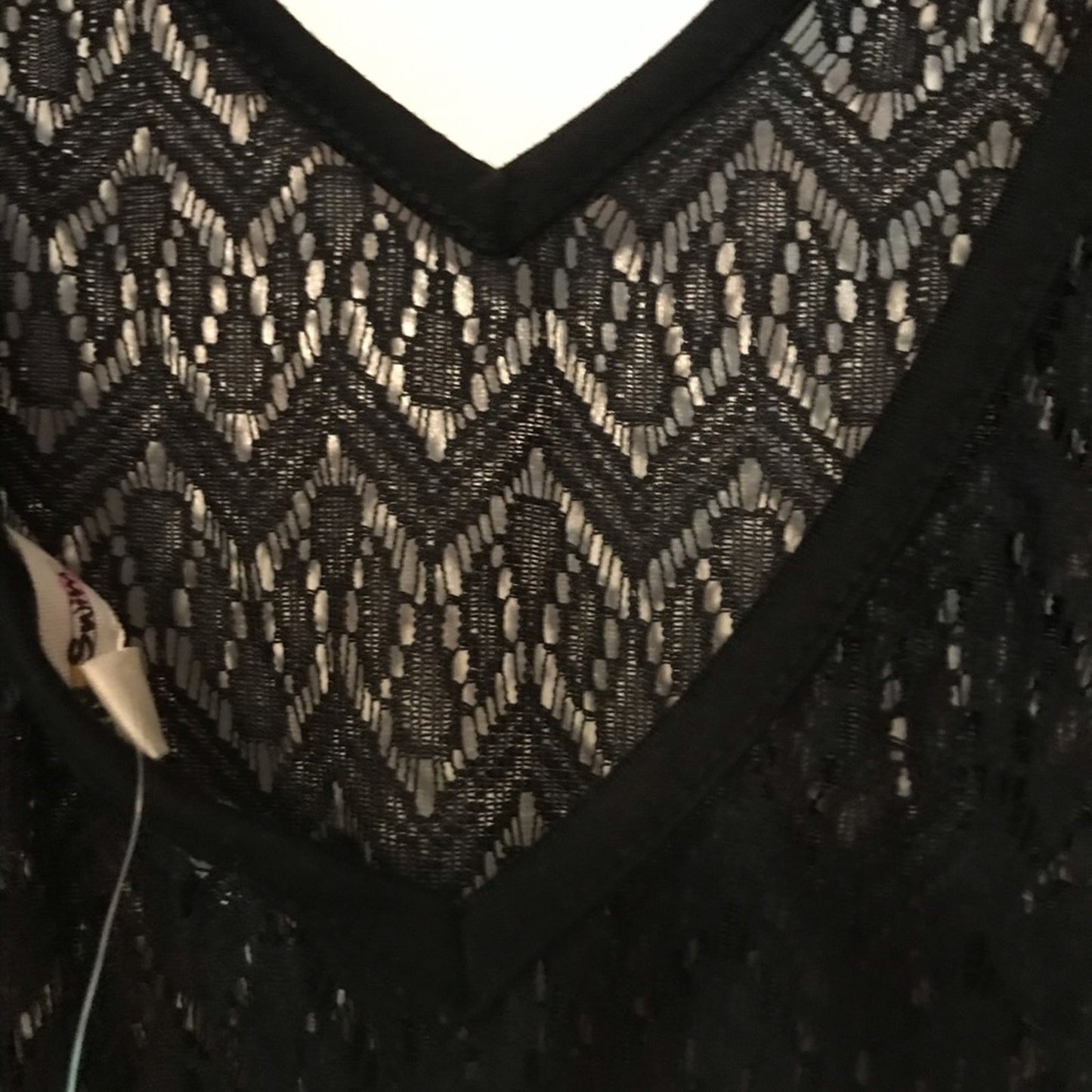 NWT Miken Crochet Caftan Swim Cover-Up Dress Black Size Large