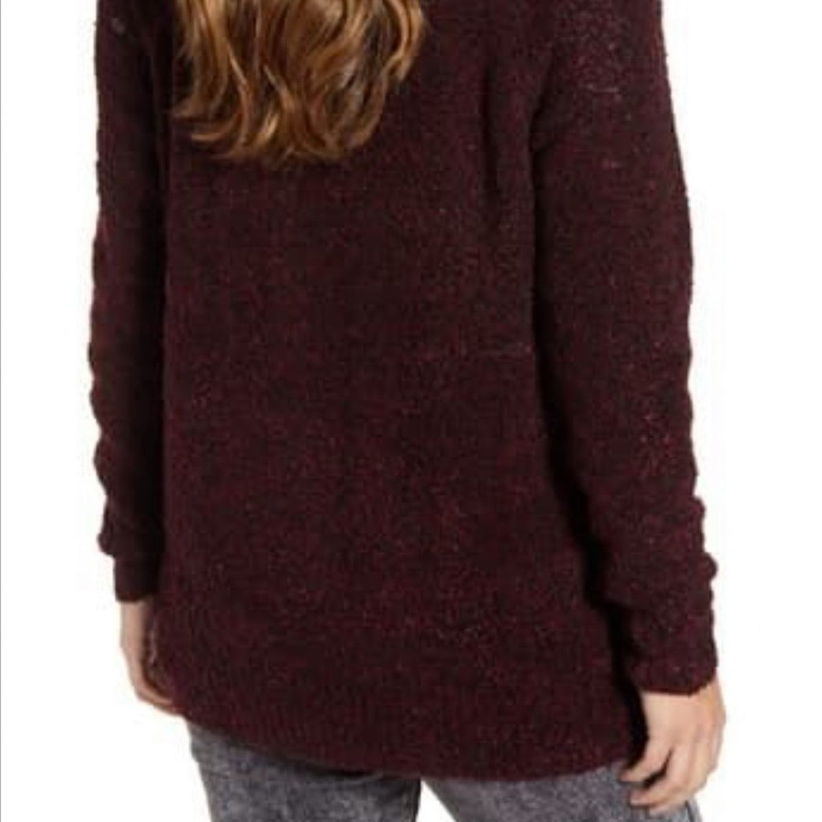 BP. NEW Burgundy Bouclé Open Front Cardigan Size Small