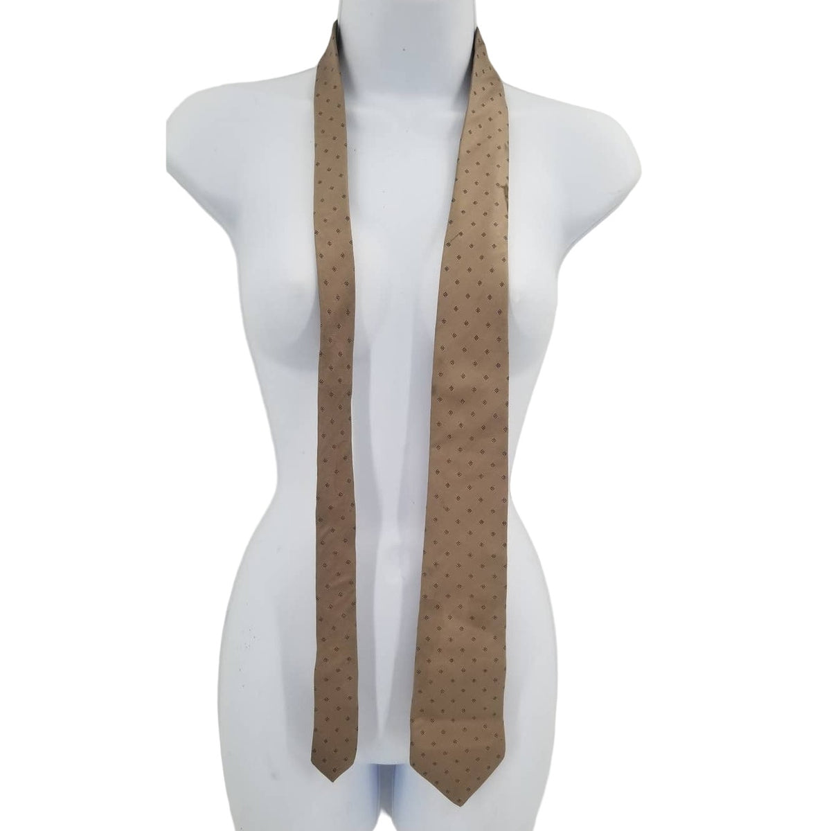 Paco Rabanne Paris Vintage Silk Mens Neck Tie 56" Tan Simple Pattern