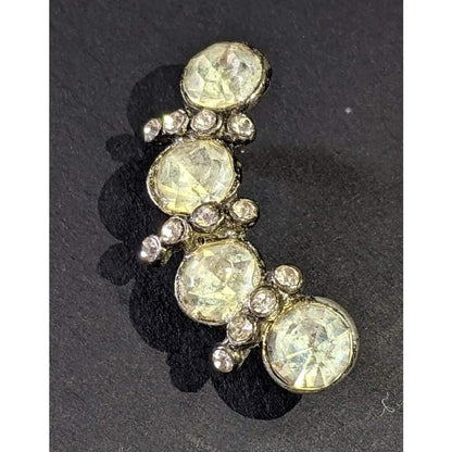 Vintage half moon MCM Four pin Rhinestone crescent brooch 1950's