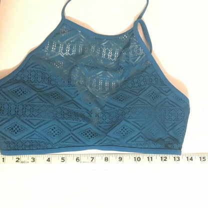Hula Honey Diamond-Crochet High Neck Halter Top Size Large