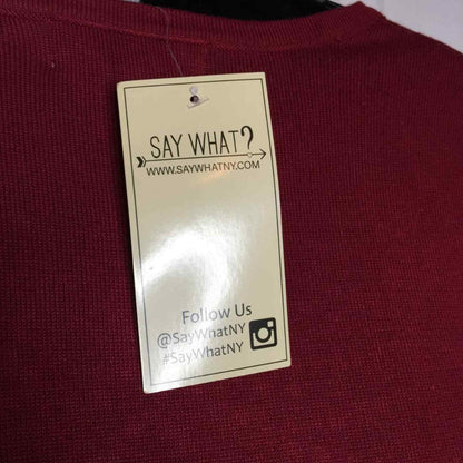 Say What? Beaded BODYCON Dress Crew-Neck GARNET Large