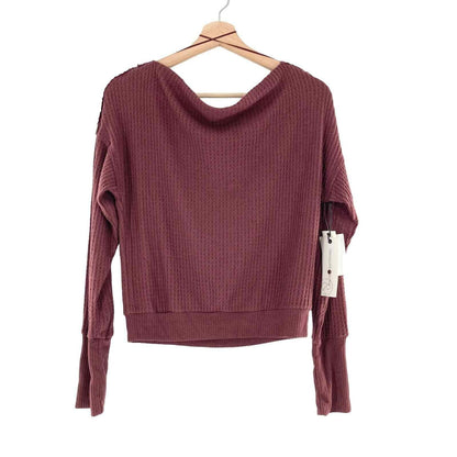 Treasure & Bond Off Shoulder Waffle Thermal Top Size 1X in Brown Chocolate NWT