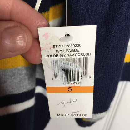 Court & Rowe Pullover Hoodie Sweatshirt Long Sleeves Stripe Navy Crush Small