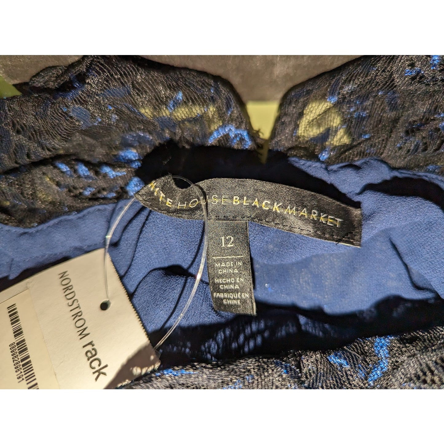 NWT White House Black Market Blue Lace Off the Shoulder Bell Sleeve Top Blouse
