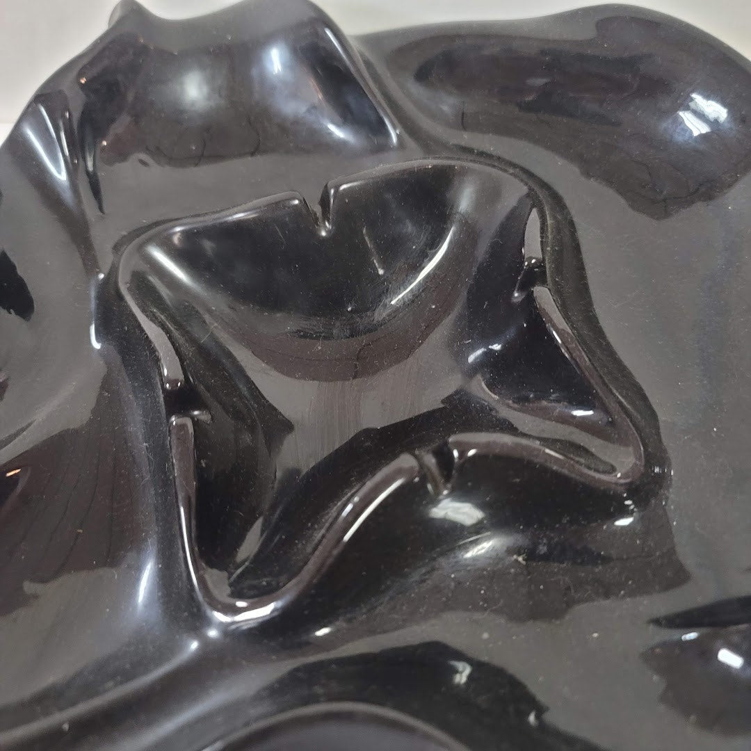 LARGE free form black ceramic Mid Century Modern Ashtray