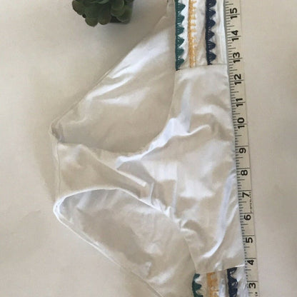Hipster White Tabbed Sided Bikini Bottoms Swimsuit Size Medium