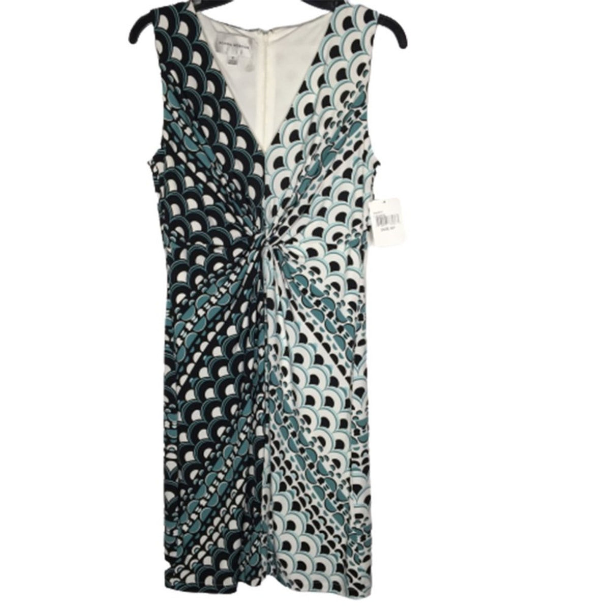 Donna Morgan Sleeveless Sheath Dress Twisted Front V-Neckline Printed Size 8