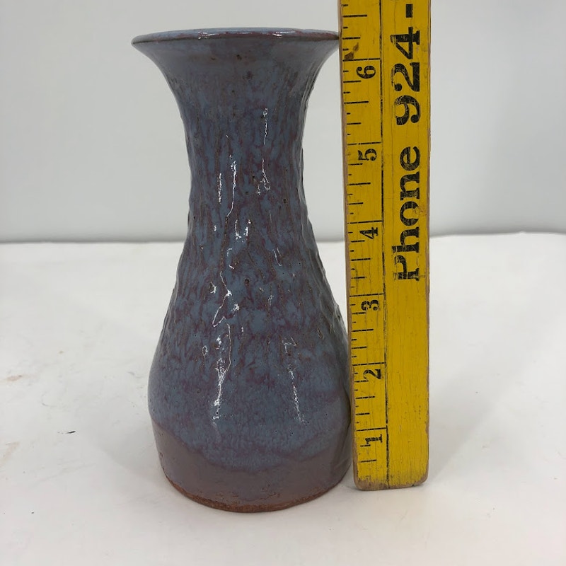 Art Pottery Handmade Blue Textured Glazed 6" Vase E.L. Slade