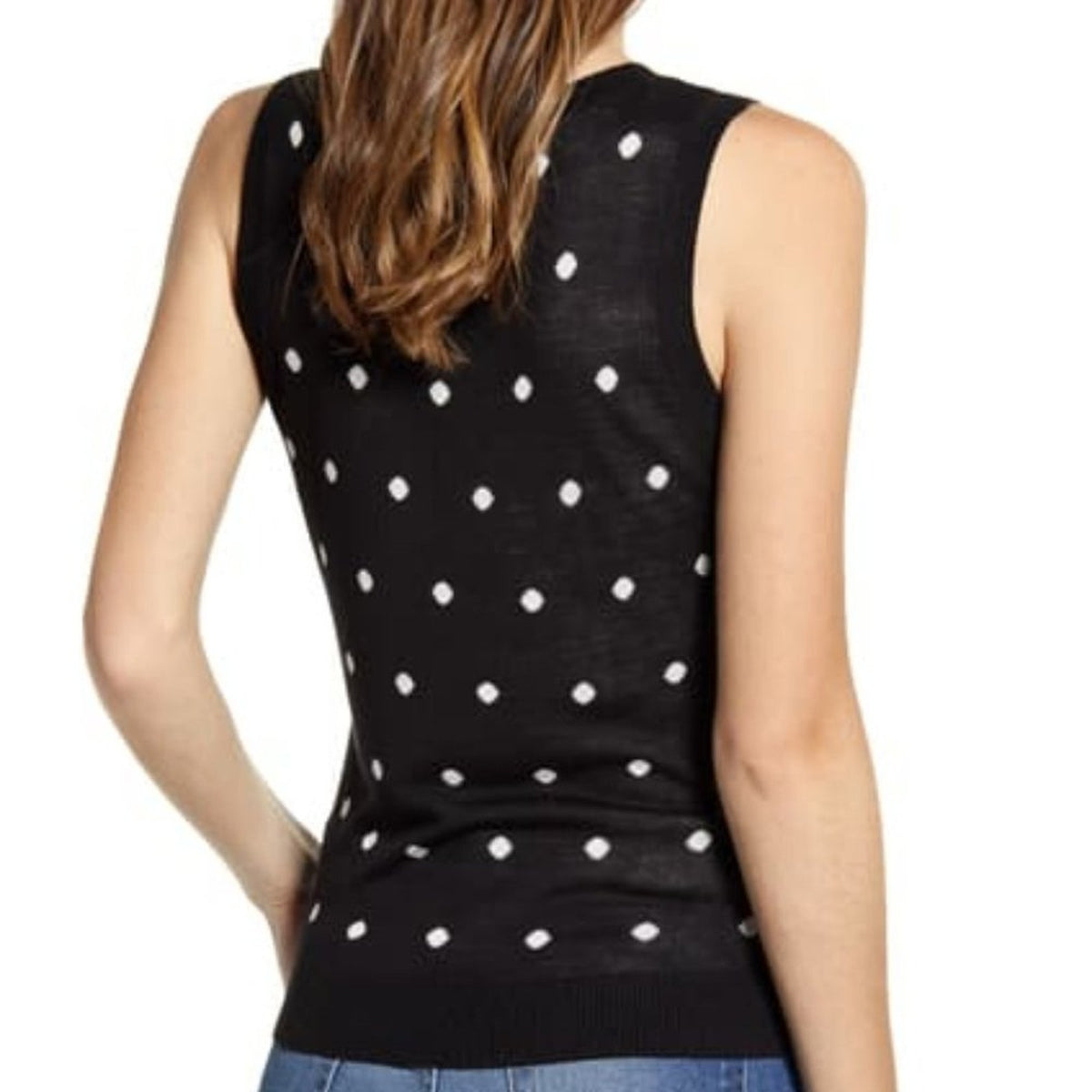 NWT Halogen Patterned Knit Tank Top Polka Dot Size Medium