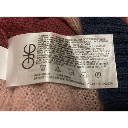 Ella Moss Denise Pullover Sweater Medium Maroon/Navy Stripe NEW Ribbon Trim