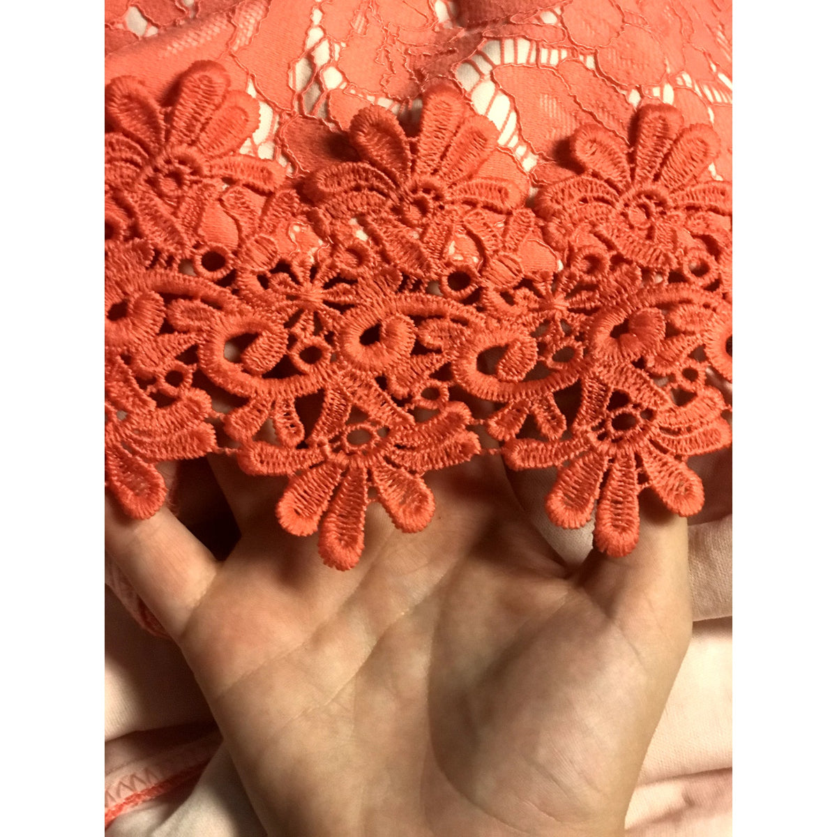 Donna Ricco NWT Crochet-Trim Lace Fit & Flare Mini Dress Sleeveless Coral Size 2