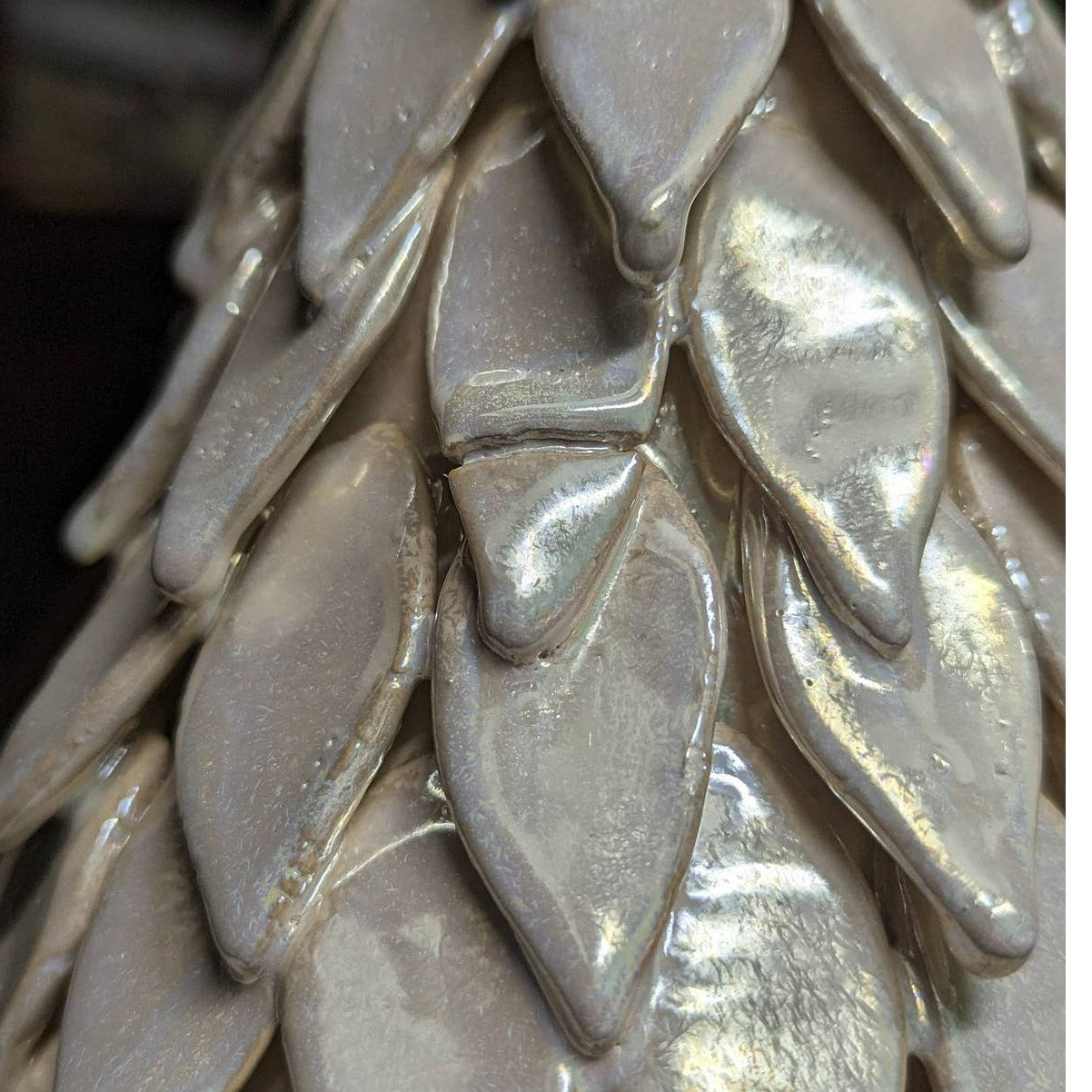 Sagebrook Home Pearlescent Petal Table Vase 16.5" NWT Tree Heavy Ceramic Decor