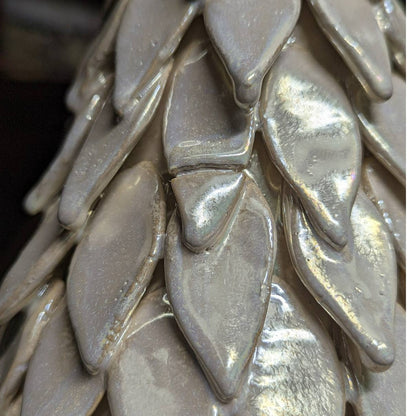 Sagebrook Home Pearlescent Petal Table Vase 16.5" NWT Tree Heavy Ceramic Decor