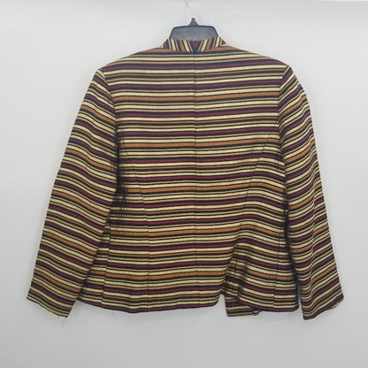 xscape gold tones blazer striped long sleeve lined VINTAGE disco Size 14 MEDIUM