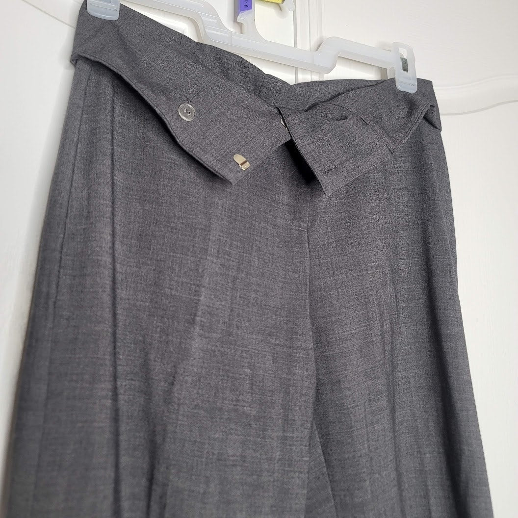 Worthington 1980s Size 8 Gray ultra wide cuffed pants 31" long high waisted
