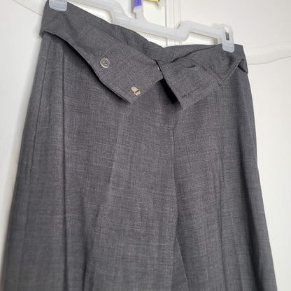 Worthington 1980s Size 8 Gray ultra wide cuffed pants 31" long high waisted
