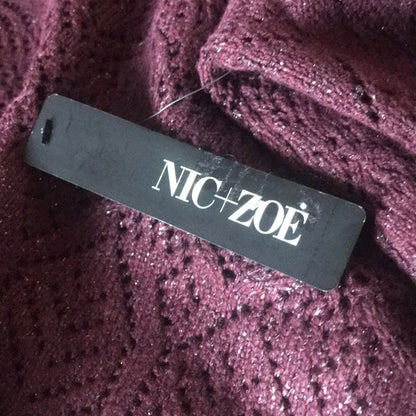 Nic+Zoe Purple Metallic Open Knit Sweater Size XSmall (PP) lightweight Packable