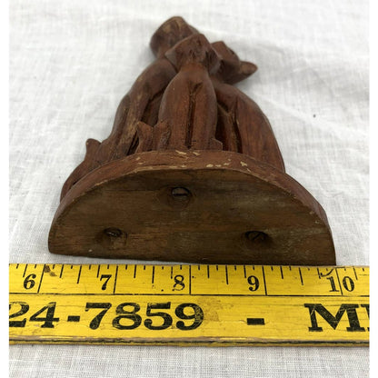 Vintage Kitty Family Teak Wooden Cat Trio Sculpture Hand Carved Mid Century