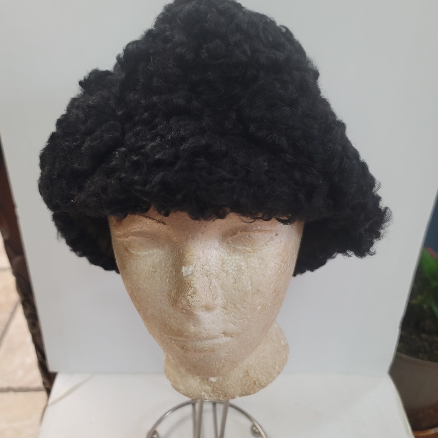Vintage showbiz theatre costume wig black curly hair stage performance play