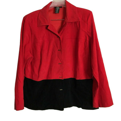 R & K Originals Button Front Jacket Long Sleeve SIZE 14w 1980 Colorblock Blazer