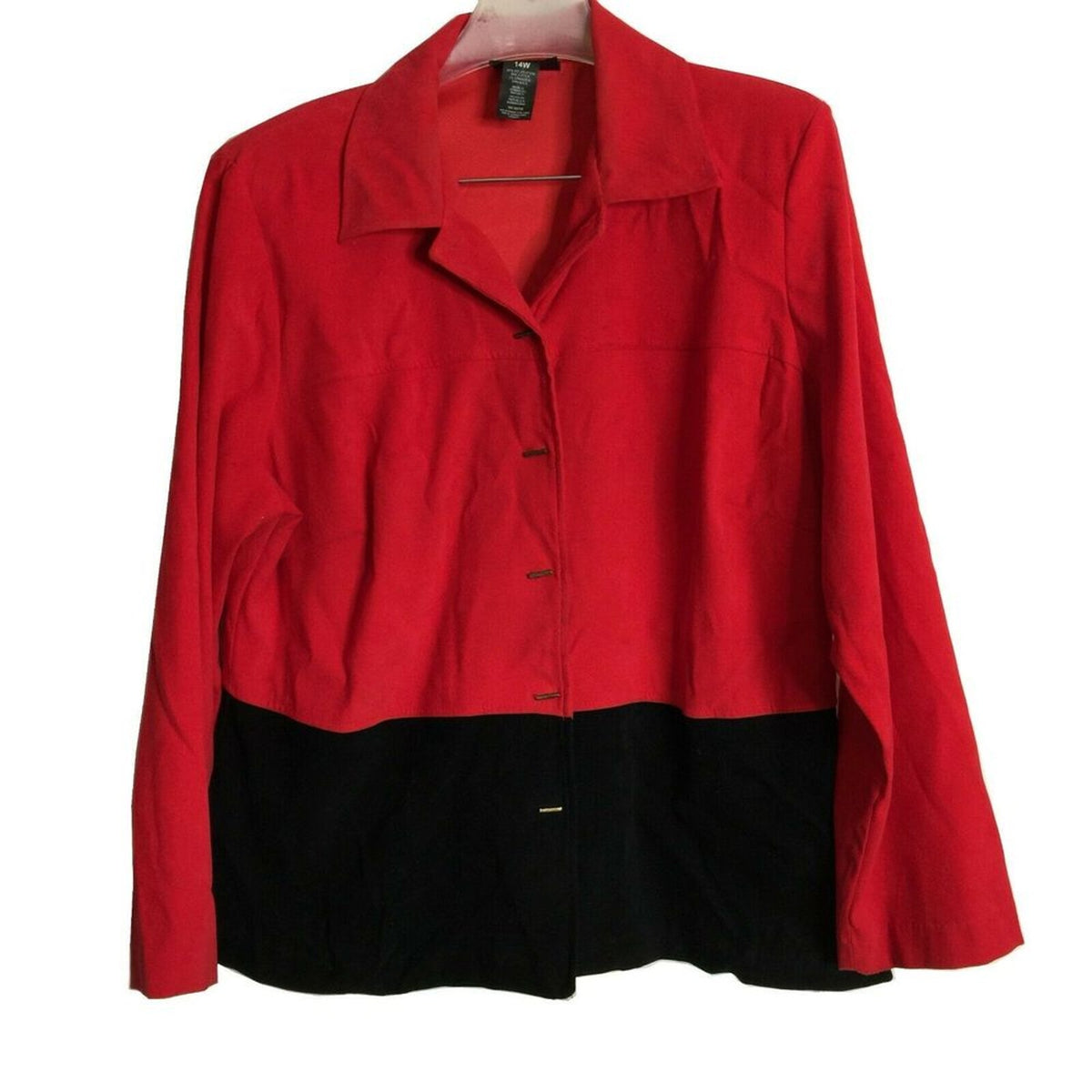 R & K Originals Button Front Jacket Long Sleeve SIZE 14w 1980 Colorblock Blazer