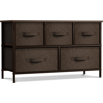 Sorbus Cube Storage Dresser Brown 5 Drawer Chest with Tabletop