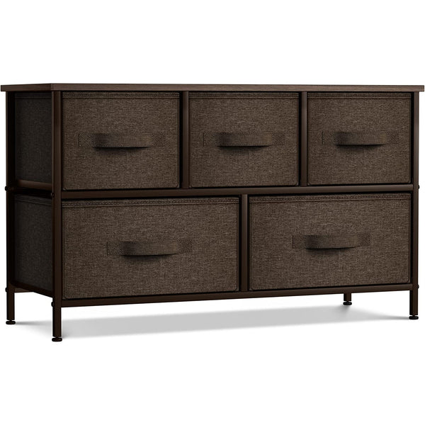 Sorbus Cube Storage Dresser Brown 5 Drawer Chest with Tabletop