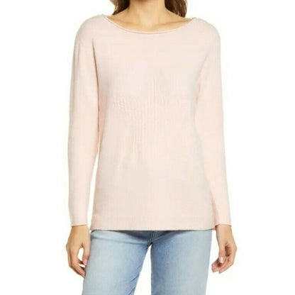Wit & Wisdom Cable Knit Star Sweater Size Medium in Whisper Pink NWT